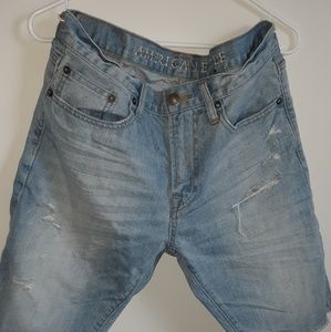Distressed jean shorts